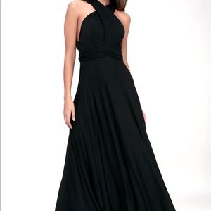 LuLus: Tricks of the Trade Black Maxi Dress (size S)